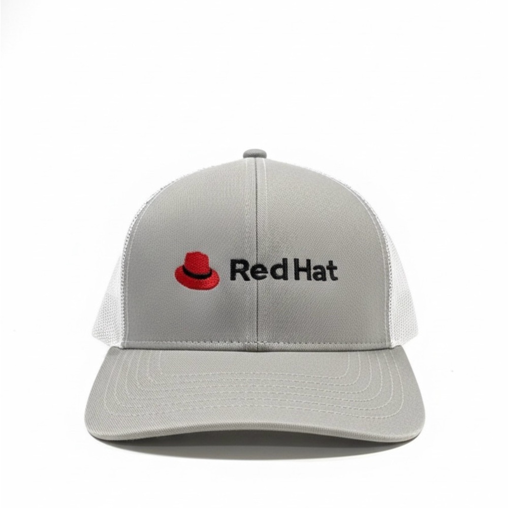 Red Hat Gray and White Cap
